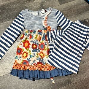 Floral and Striped Kids Dress Set